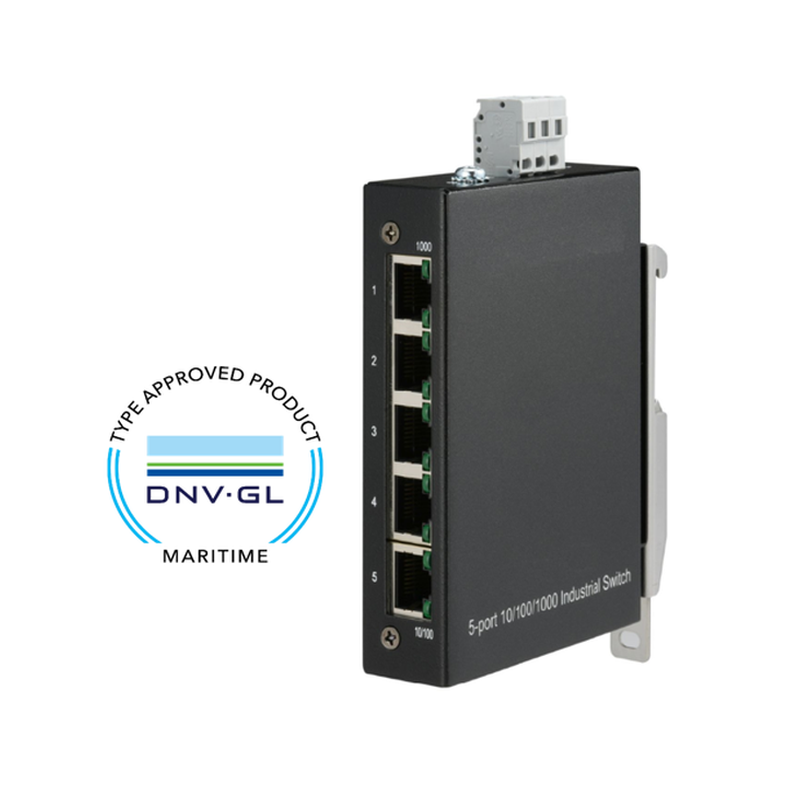 5 ports Gigabit DNV GL marinegodkendt switch - Robust og kompakt
