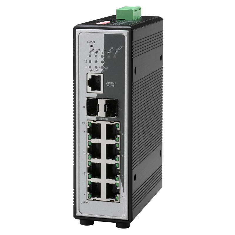 8 port DNV GL marine approved switch 8 x 10 / 100Mbit. Fiber 2 x 100 / 1000Mbit SFP