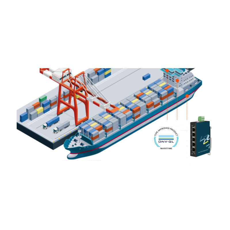 8 ports DNV GL marinegodkendt Managed switch 8 x 10/100/1000Mbit. Fiber 4 x 1000Mbit SFP