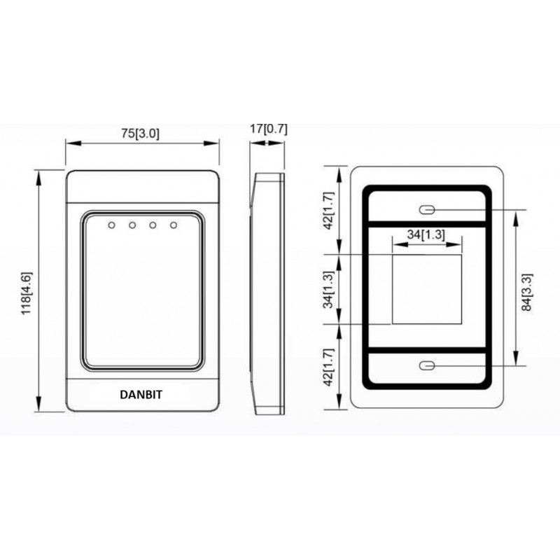RFID reader 125kHz, Waterproof - Dec 8 digits, 32bit, HID - keybord emulation
