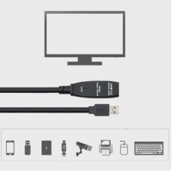 10m Aktiv USB 3.0 forlængerkabel med signal-forstærker