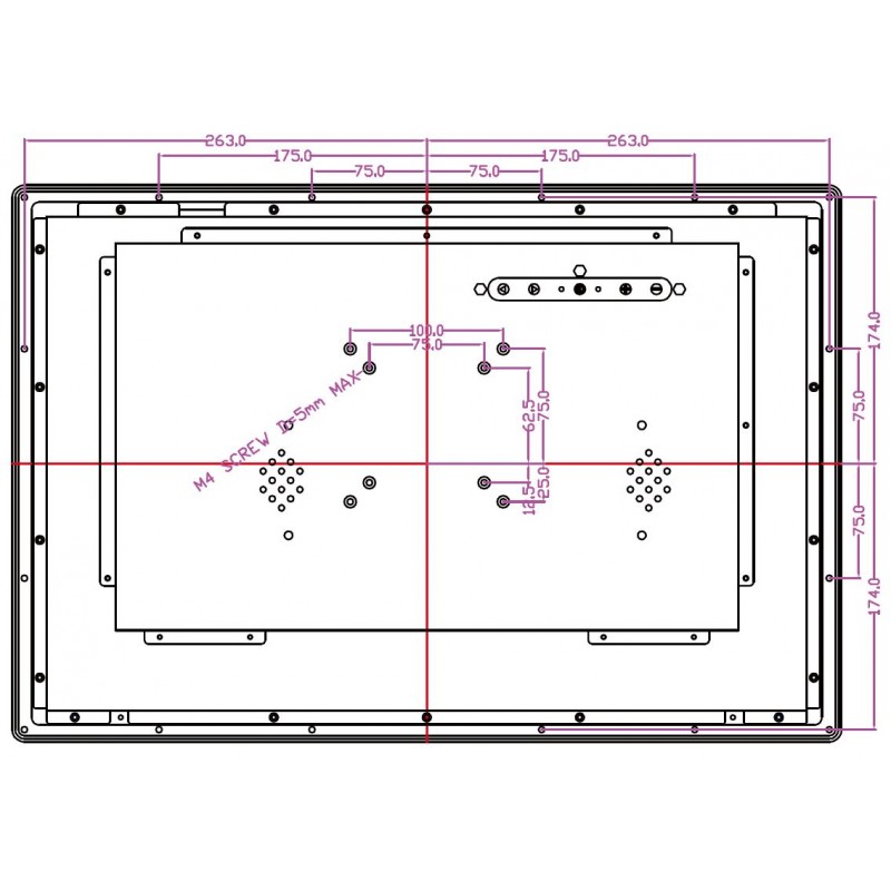 22" industriel panelskærm med touch og dæmpbar baggrundslys