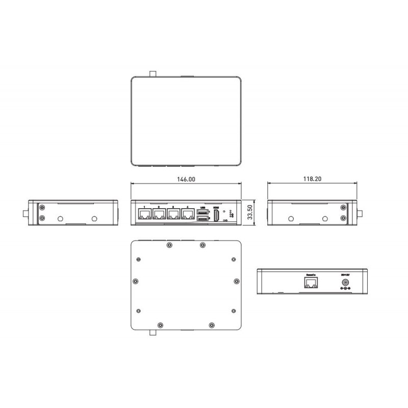 Industriel Fanless embedded mini PC til netværket installation firewall