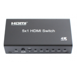 4K HDMI omskifter med 5 HDMI indgange og 1 HDMI udgang fjernbetjent