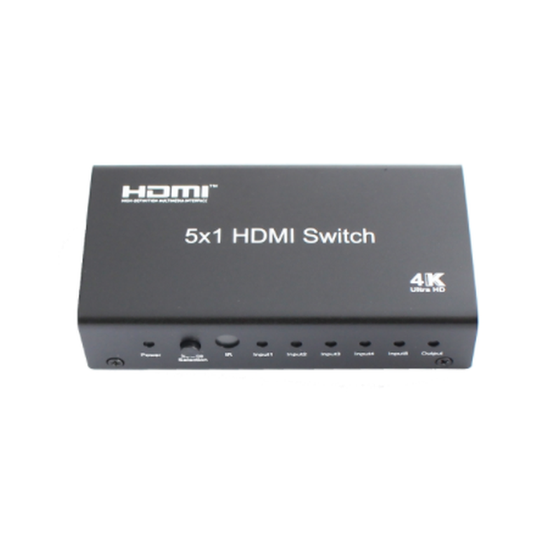 4K HDMI omskifter med 5 HDMI indgange og 1 HDMI udgang fjernbetjent