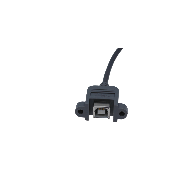 Kabel USB B Hun med panelmontagestik og fladstik til printkort, grå, 0,3M