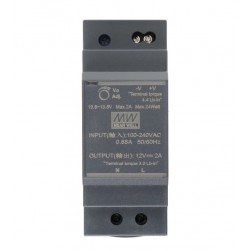 12VDC / 2A (24W) strømforsyning, 85 - 370VAC, DIN-montering MEAN WELL HDR-30-12