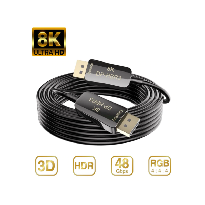 8K Fiber Displayport 1.4 AOC-kabel, 50 m, 32,4 Gbps, 3D, 5