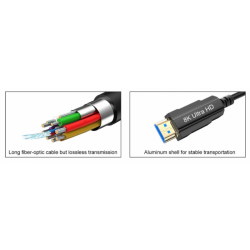 Optisk Fiber HDMI 2.1 kabel, 8K, med indbygget ethernet - 70 meter AOC