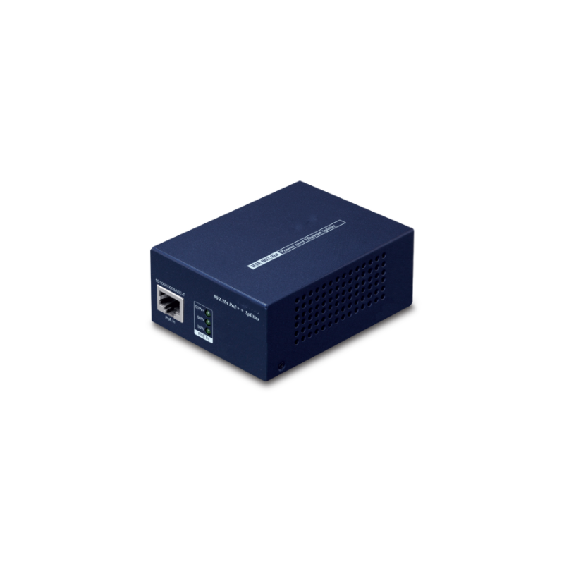 Gigabit PoE++ splitter (60W) til PoE Data og 12VDC/5A eller 19VDC/3.2A eller 24VDC/2.5A ud