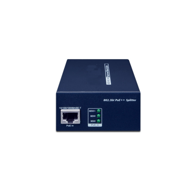 Gigabit PoE++ splitter (60W) til PoE Data og 12VDC/5A eller 19VDC/3.2A eller 24VDC/2.5A ud