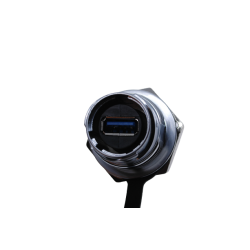 Vandtæt USB 3.0 hun stik med gevind til chassis, IP68 tæt med hætte, USB hun/hun