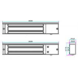 Elektronisk dørmagnet til 12/24VDC 420/210mA, anodiseret alu. Med bond-alarm-relæ. Timer. Holdekraft op til 350 kg
