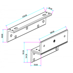 Beslag til dørmagnet 280kg -Yxx typerne. Egnet til døre som åbner indad, hvor holdemagneter er på karm-siden
