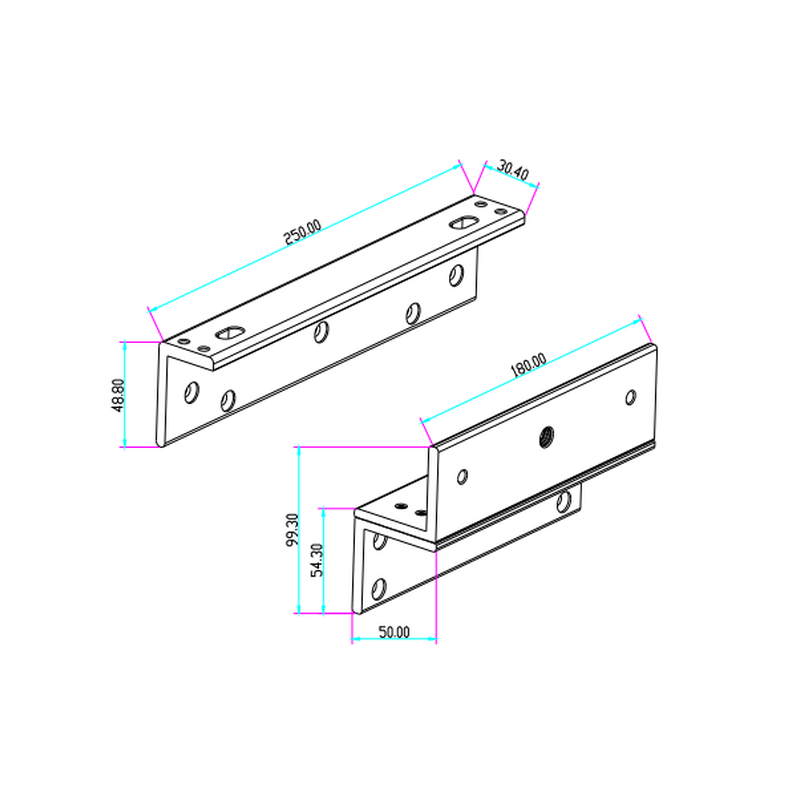 Beslag til dørmagnet 280kg -Yxx typerne. Egnet til døre som åbner indad, hvor holdemagneter er på karm-siden