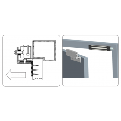 Beslag til dørmagnet 280kg -Yxx typerne. Egnet til døre som åbner indad, hvor holdemagneter er på karm-siden