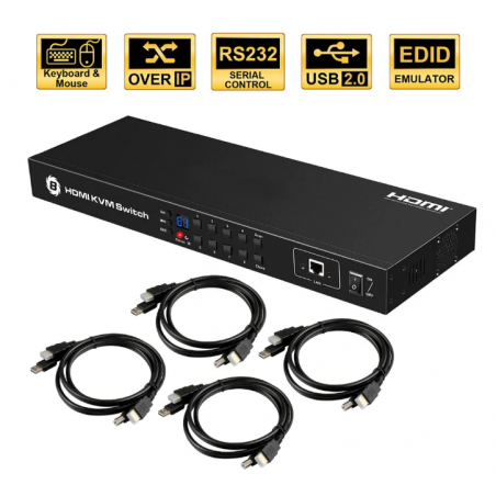8 Ports KVM Omskifter med 4K og EDID