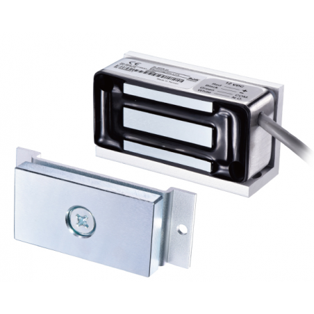 Elektronisk dørmagnet til skabe, store og små kabinetter, 36 kg holdekraft. Indbygget lukket sensor