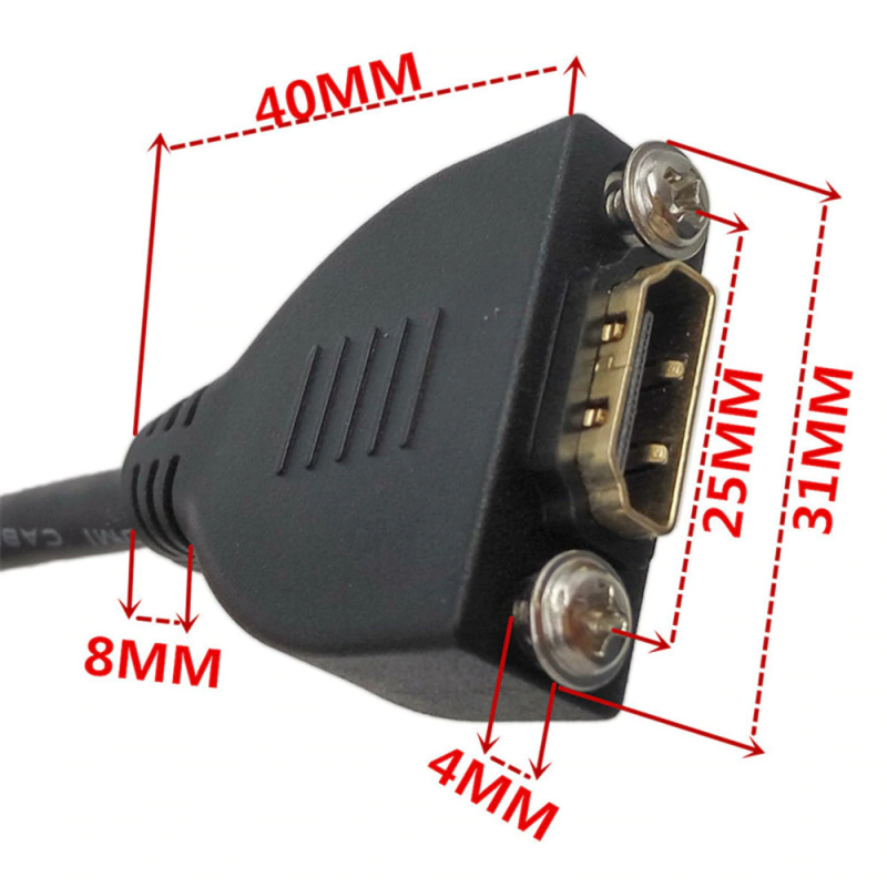 HDMI 1.4 panelmonteret kabel - 50 cm, 1080p, HDMI-A hun til Micro-D han