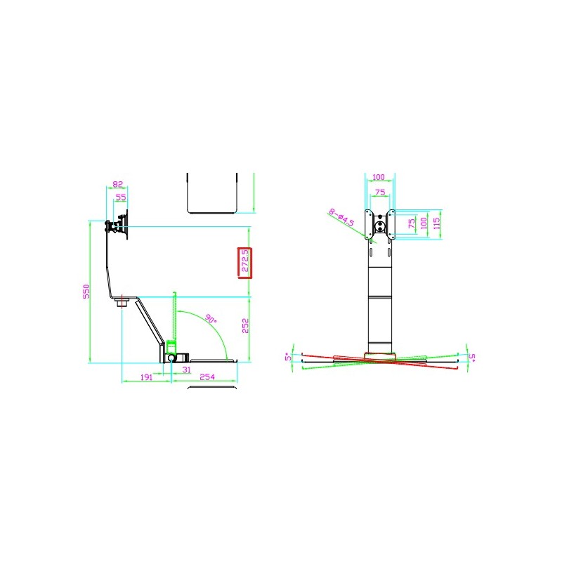 Display bracket with keyboard tray HM-005