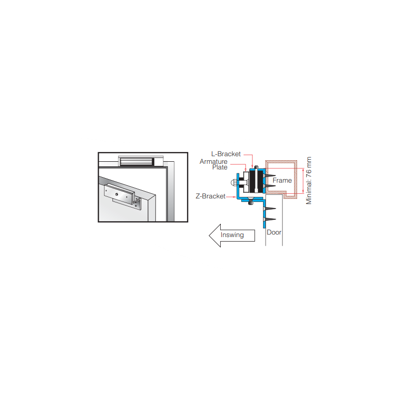 Z-angle bracket for door magnet DOOR-MAGNET+ on inward door