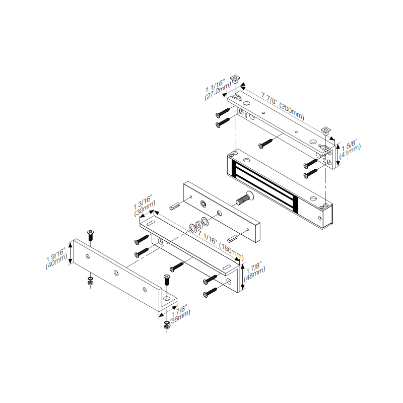 Z-vinkelbeslag til dørmagnet DOOR-MAGNET-MI på indadgående dør