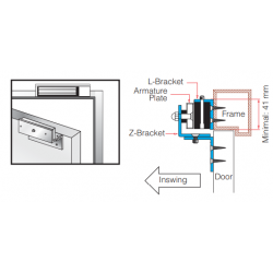 Z-vinkelbeslag til dørmagnet DOOR-MAGNET-MI på indadgående dør