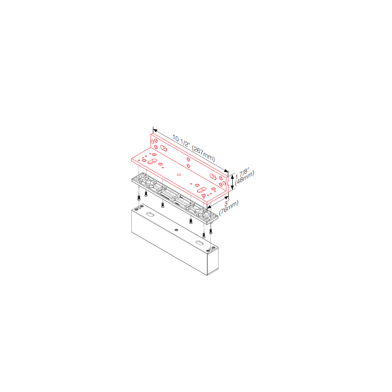Vinkel-beslag til dørmagnet DOOR-MAGNET+ hvis den skal monteres på udadgående dør