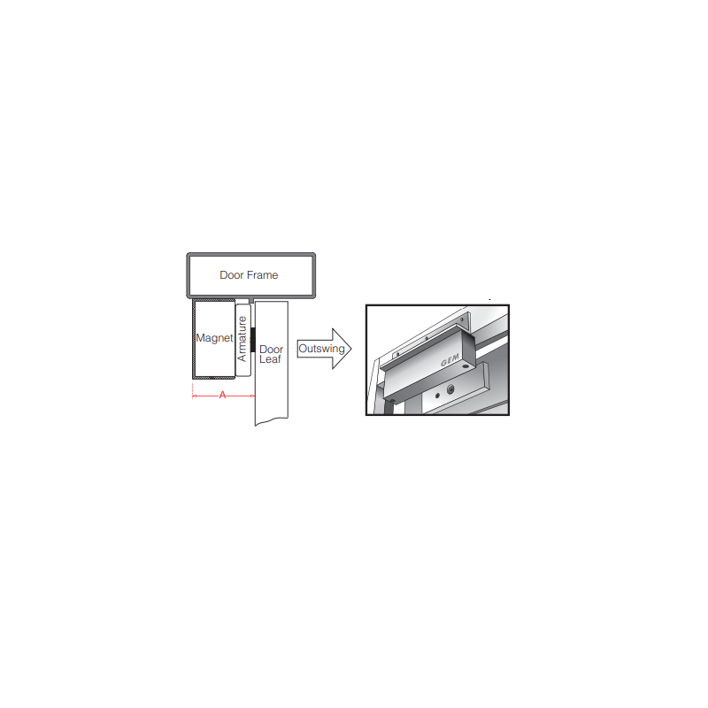 Angle bracket for door magnet DOOR-MAGNET-LOCK If to be mounted on outward door
