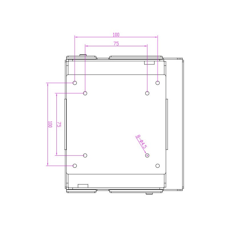 Vægbeslag i 304L rustfrit stål til fødevareforarbejdning, VESA-beslag 75/100, TFT-beslag, panel-pc-beslag