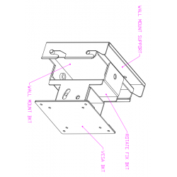 Vægbeslag i 304L rustfrit stål til fødevareforarbejdning, VESA-beslag 75/100, TFT-beslag, panel-pc-beslag