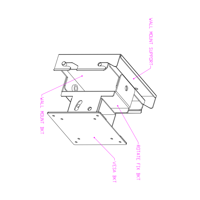 304L stainless steel wall mount for food processing, VESA MOUNT 75/100, TFT mount, panel pc mount