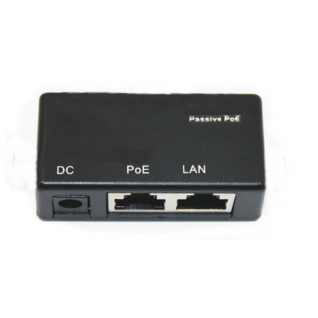 Passiv PoE injektor, +4 og 5, -7 og 8. Volt op til 48VDC, 1A. POC