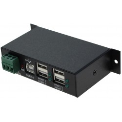 4-Port USB 2.0 DIN Rail Hub med 7-24VDC strømforsyning
