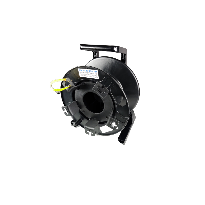 Robust cable drum for fiber cable. Up to 200 meter armored duplex fiber cable