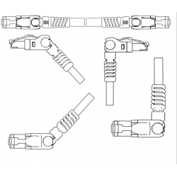 vinklet Cat. 6 S/FTP netværkskabel op, ned, venstre, højre, multi vinkel RJ45 Ethernet kabel  45°/90°