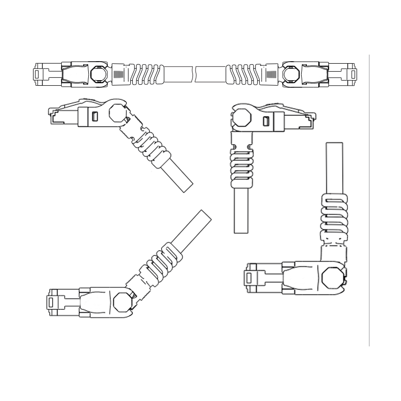 vinklet Cat. 6 S/FTP netværkskabel op, ned, venstre, højre, multi vinkel RJ45 Ethernet kabel  45°/90°
