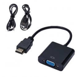 HDMI til VGA adapter, omssætter,  med lyd, Full HD 1080p, DB15HD hun, HDMI han