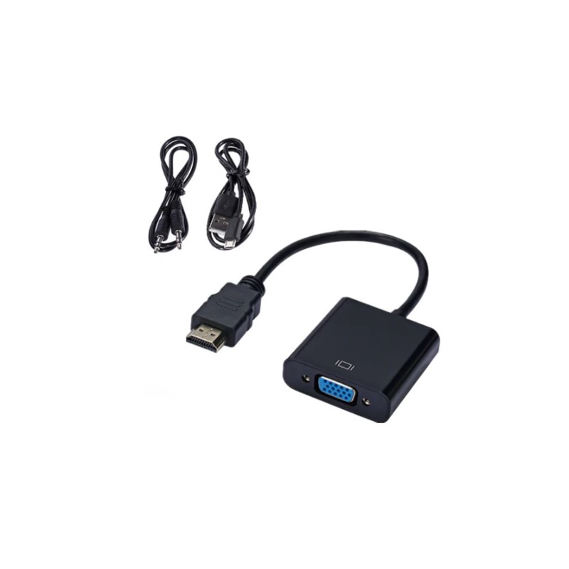HDMI til VGA adapter, omssætter,  med lyd, Full HD 1080p, DB15HD hun, HDMI han