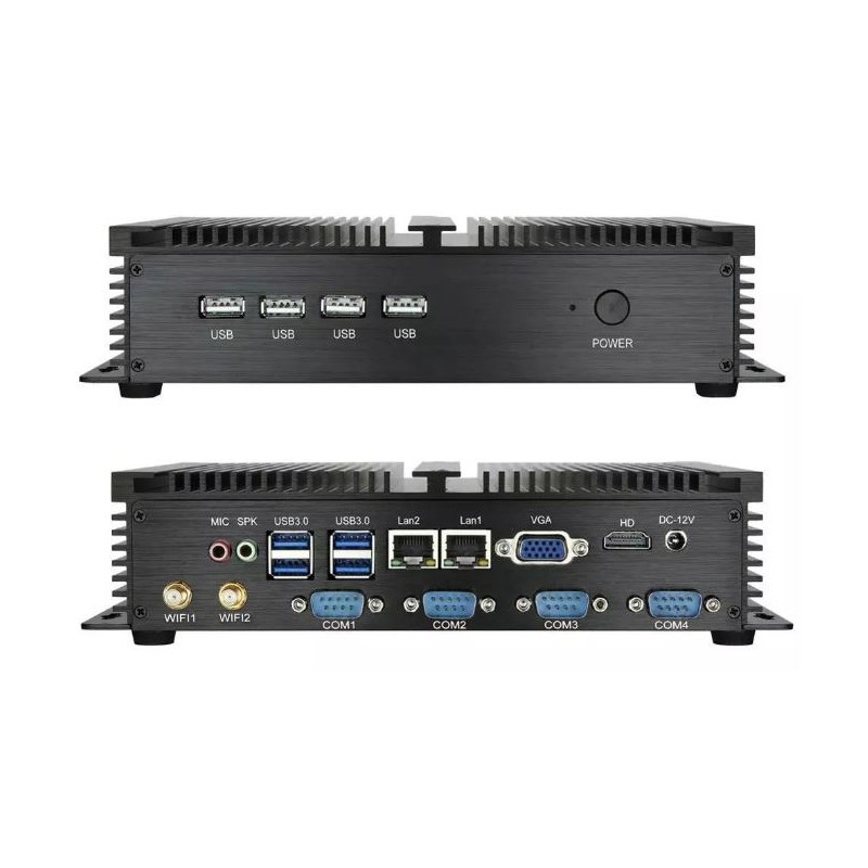 Blæserløs embedded PC WIN xp, WIN7, WIN 8, WIN 10, RS232 COM porte, 8 USB Porte Wifi, Wall mount