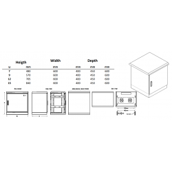 15U 19" udendørs rackskab med dobbelt væg, 40 cm dyb