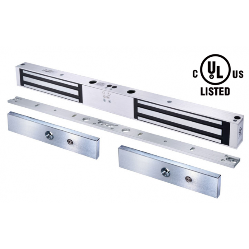 Double electronic door magnet 2 x 272 kg for 12 / 24VDC with automatic switching for swing doors, swing doors