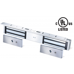 Dobbelt elektronisk dørmagnet til 12 / 24VDC. 2 x 545kg. Indendørs dobbelt-døre