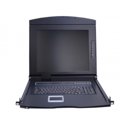 Udtræks-konsol med monitor, keyboard og touchpad. DVI. Lokal betjening af Server i 19" rackkabinet