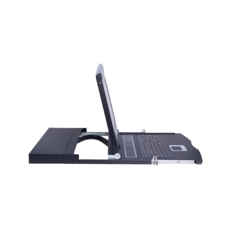 Udtræks-konsol med monitor, keyboard og touchpad. DVI. Lokal betjening af Server i 19" rackkabinet