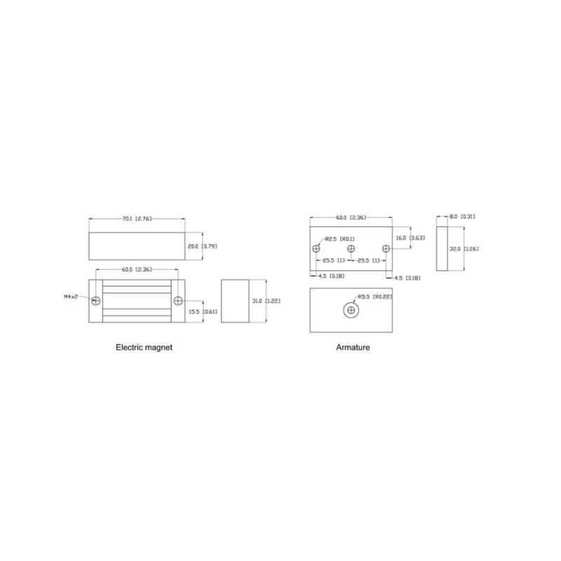 Mini door magnet for 24VDC, 6 Watt, IP65 Holding force up to 45 kg