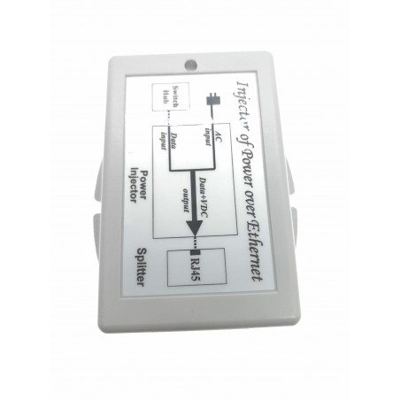 Sæt af PoE 48VDC injector og 12VDC splitter