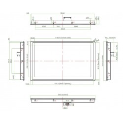 21.5" Wide 16:9 panel Monitor TFT-LCD, capacitiv Touch, IP65 front flad front panel mount VESA VGA, DP, DVI-D industriel