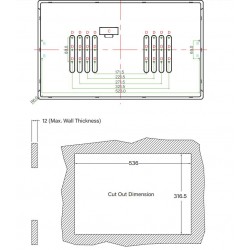 21.5" Wide 16:9 panel Monitor TFT-LCD, capacitiv Touch, IP65 front flad front panel mount VESA VGA, DP, DVI-D industriel