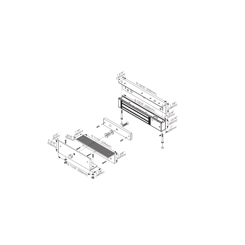 Vinkelbeslag kit til montering af holdemagnet til indadgående dør